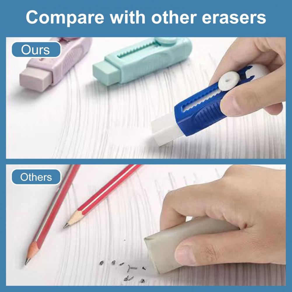 4 PCS Pencil Eraser Stretchable No Trace Wipe Clean Non-sliding Buckle Eraser Students Mini Push-pull Rubber Stationery Supply