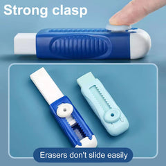 4 PCS Pencil Eraser Stretchable No Trace Wipe Clean Non-sliding Buckle Eraser Students Mini Push-pull Rubber Stationery Supply