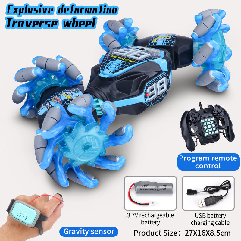 2023 New 4WD 1:14 Stunt RC Car With LED Light Gesture Induction Deformation Twist Climbing Radio Controlled Car Electronic Toys