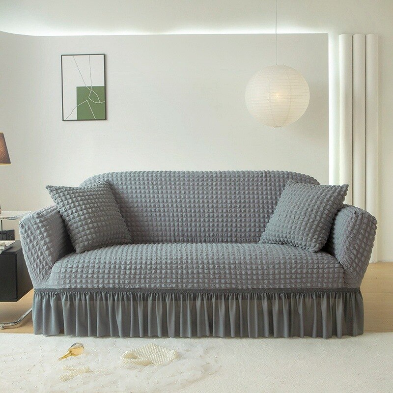 Bubble Skirt Design Sofa Covers For Living Room Breathable Stretch Sofa Slipcover For Home Armchair Cover Corner Couch Cover