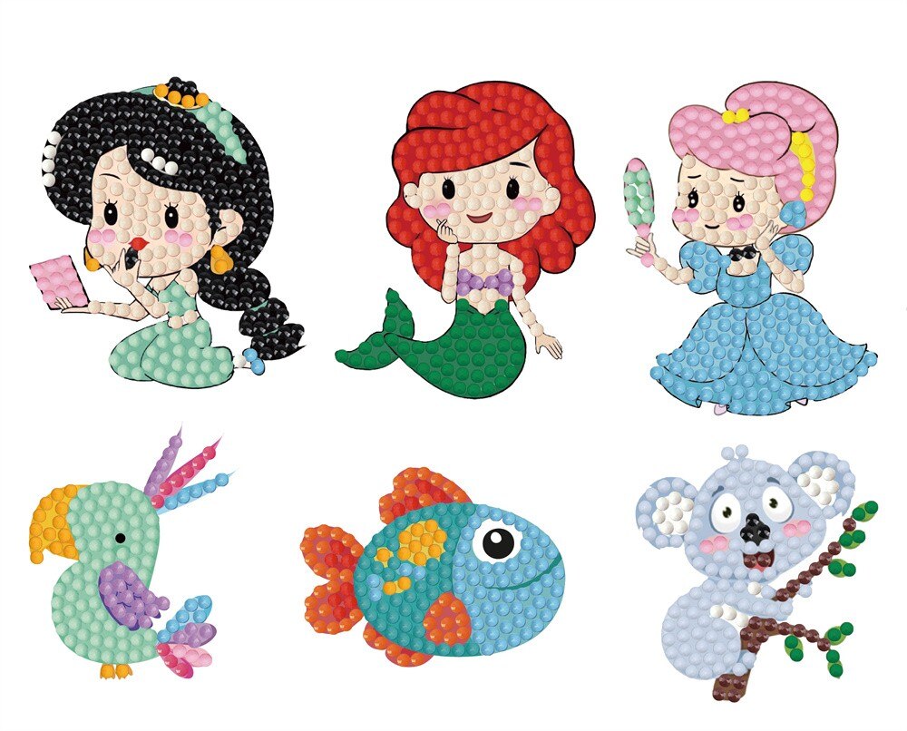 DIY Cartoon Diamond Painting Stickers For Kids by Numbers Art Craft Children Gift