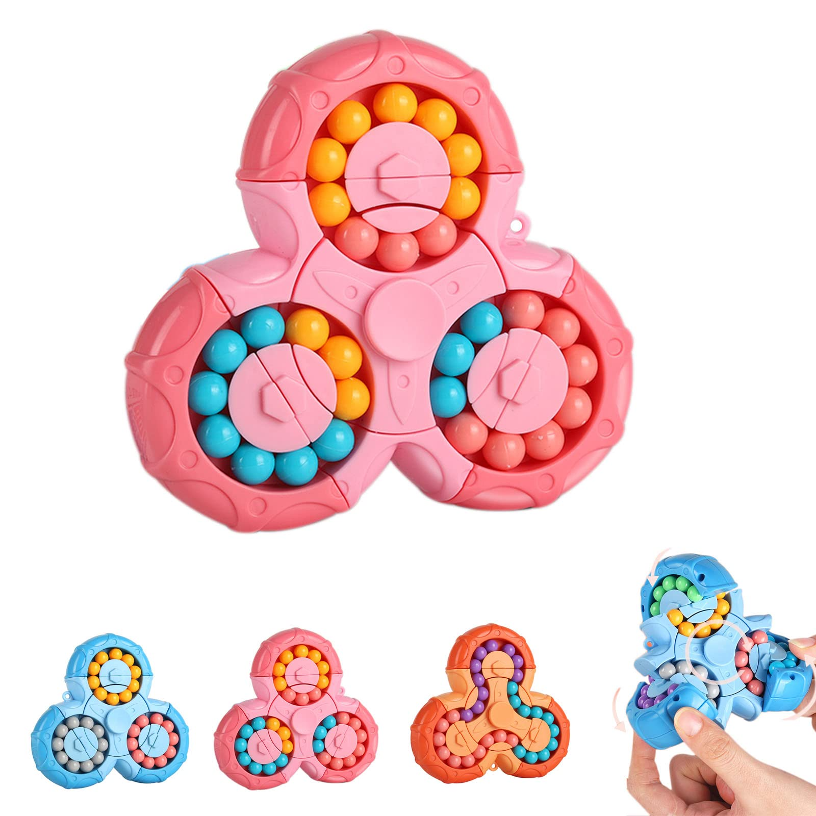 Magic Bean Rotating Cube Toy, Small Beads Finger Cube Spinning Toy Puzzle Ball Decompression Special Shape Spinner Magic Ball Game Creative Magic Bean Fidget Toys