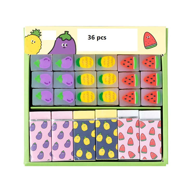 36 PCS Eraser Cartoon Creative Fruit Pattern