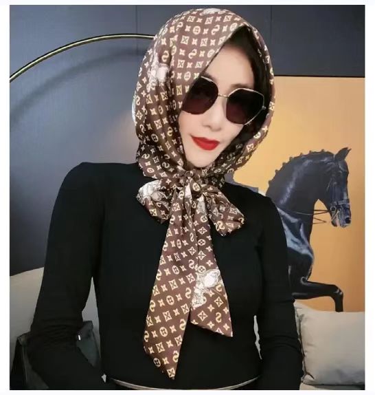 Women Hijabs Headband Fashion Satin Silk Square Scarf Bandana Design Neckerchief Shawl Wrap Beach Stoles Foulard Echarpe