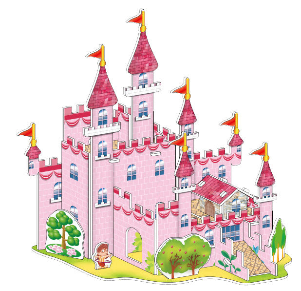 2 PCS Kids 3D Stereo Puzzle Cartoon House Castle Building Model DIY Handmade Early Learning Educational Toys Gift for Children