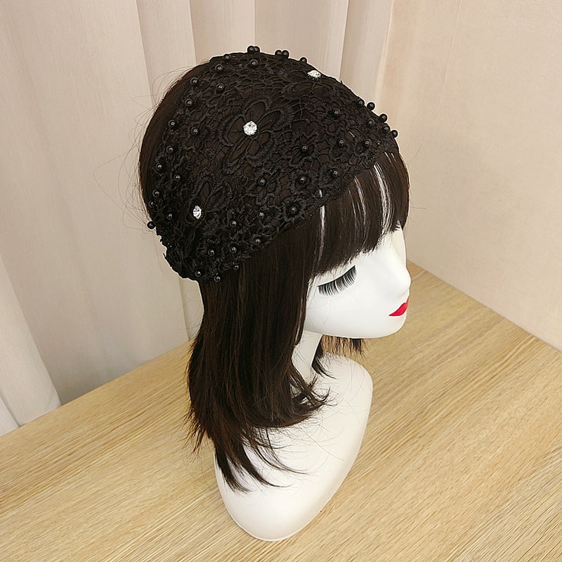 2 Pcs Rhinestone Wide-brimmed Headband Women Daisy Lace Hairband knitting Hair Hoop Girls Retro makeup Hair Accessories