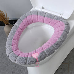 2 PCS Soft Warm Bathroom Washable Toilet Seat Pad Cover Mat Household Toilet Ring with drawstring