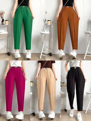 2 PCS  Women Spring Autumn Summer High Waist Draping  Versatile Casual Sunscreen Ice Silk Loose Radish Pants Trousers S-5XL