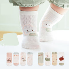 4 PCS 0 To 8 Years Socks Spring Summer Baby Boys Girls Cotton Mesh Breathable Thin Soft Cute Socks Kids Socks