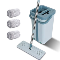 3 Washable Pads And Bucket Mops Lazy-free Hand Wash Mop Wet and Dry Wooden Floor Flat Mop Floor Cleaning System