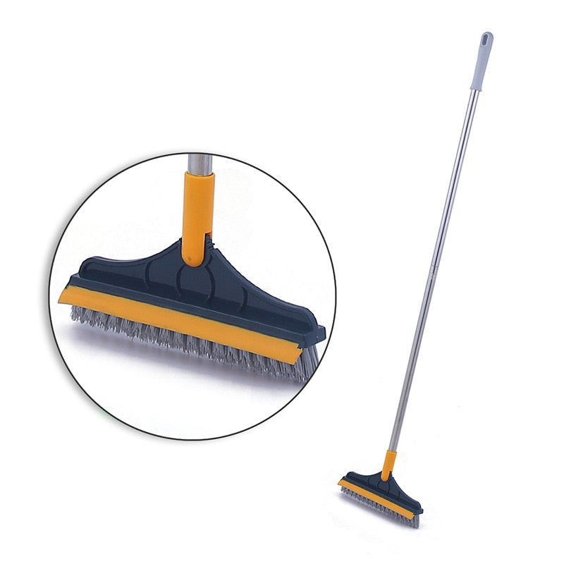 2 in 1 Cleaning Brush Adjustable V-Shape Floor Scrub Magic Broom with Long Handle and Squeegee Household Tile Window Clean Tools