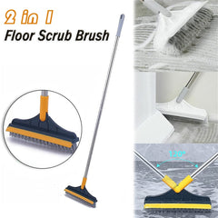 2 in 1 Cleaning Brush Adjustable V-Shape Floor Scrub Magic Broom with Long Handle and Squeegee Household Tile Window Clean Tools