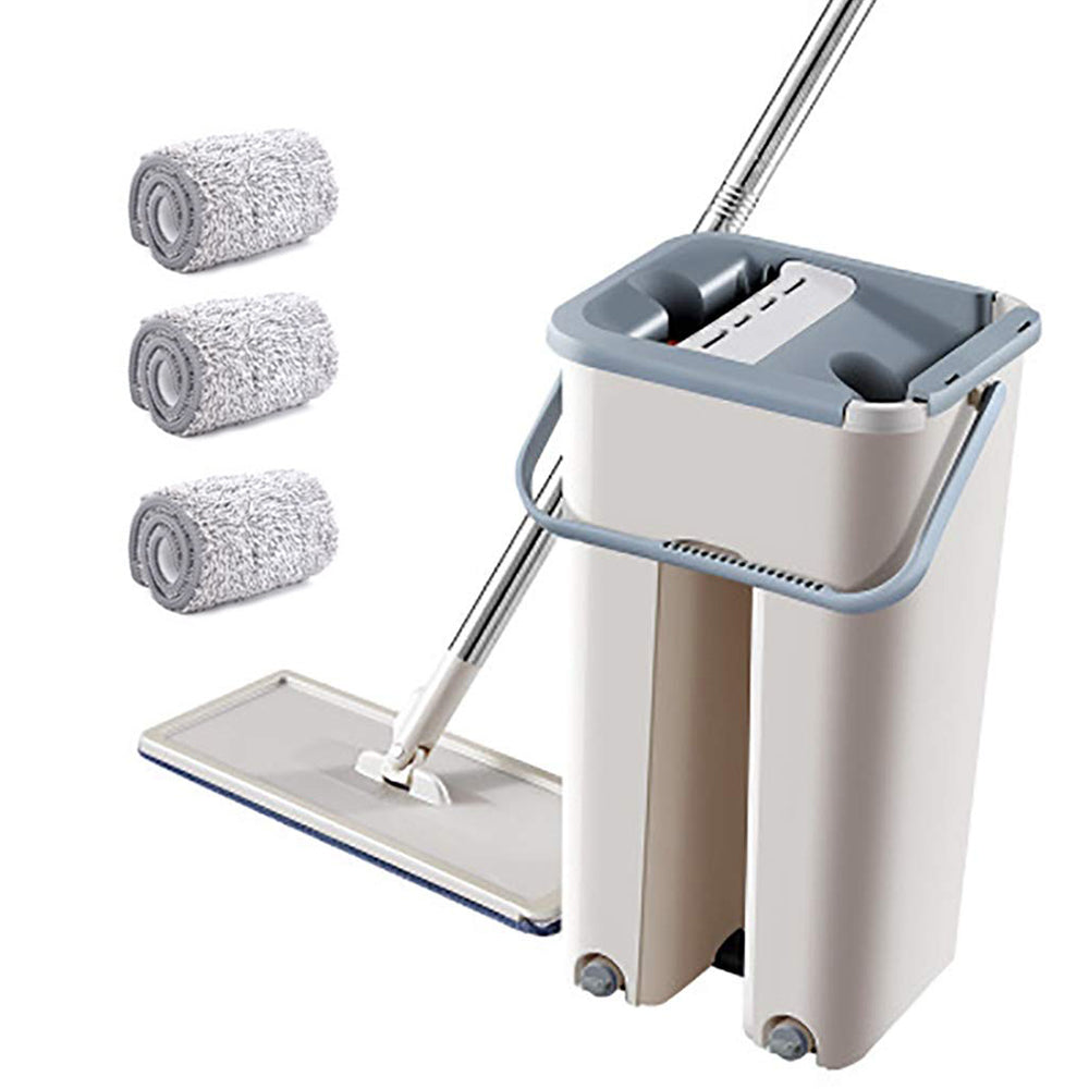 3 Washable Pads And Bucket Mops Lazy-free Hand Wash Mop Wet and Dry Wooden Floor Flat Mop Floor Cleaning System