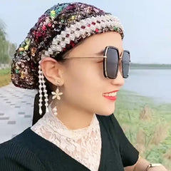 Turban Caps with Hair Band Muslim Headscarf Bonnet Female Head Wraps