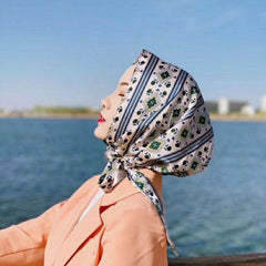 Women Hijabs Headband Fashion Satin Silk Square Scarf Bandana Design Neckerchief Shawl Wrap Beach Stoles Foulard Echarpe