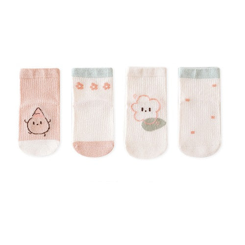 4 PCS 0 To 8 Years Socks Spring Summer Baby Boys Girls Cotton Mesh Breathable Thin Soft Cute Socks Kids Socks