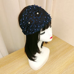 2 Pcs Rhinestone Wide-brimmed Headband Women Daisy Lace Hairband knitting Hair Hoop Girls Retro makeup Hair Accessories