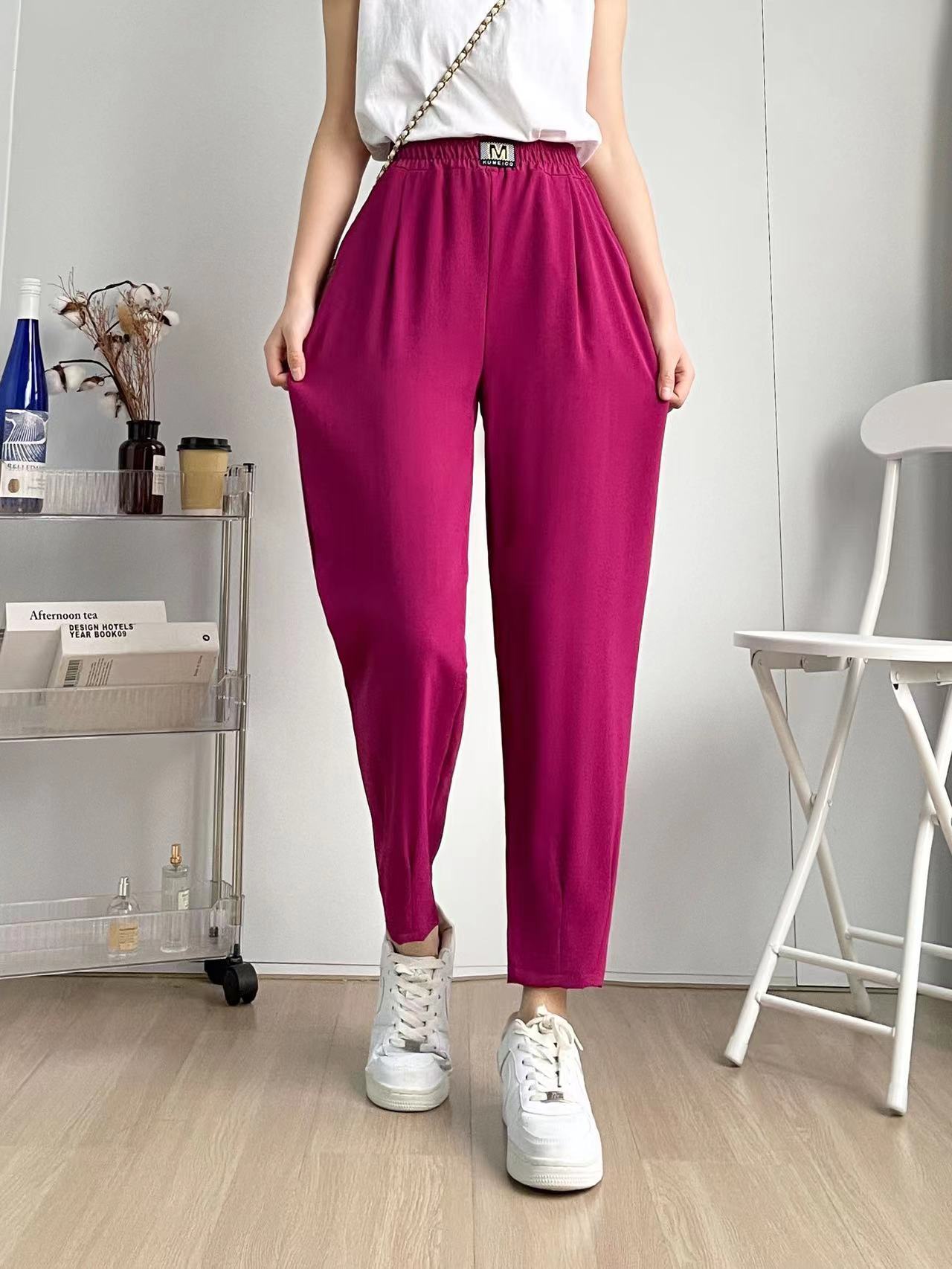 2 PCS  Women Spring Autumn Summer High Waist Draping  Versatile Casual Sunscreen Ice Silk Loose Radish Pants Trousers S-5XL