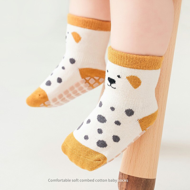 5 PCS  Baby Socks Children's Toddler Socks Rubber Bottom Baby Anti-slip Socks For Kids Cotton Soft Socks For Boys Girls