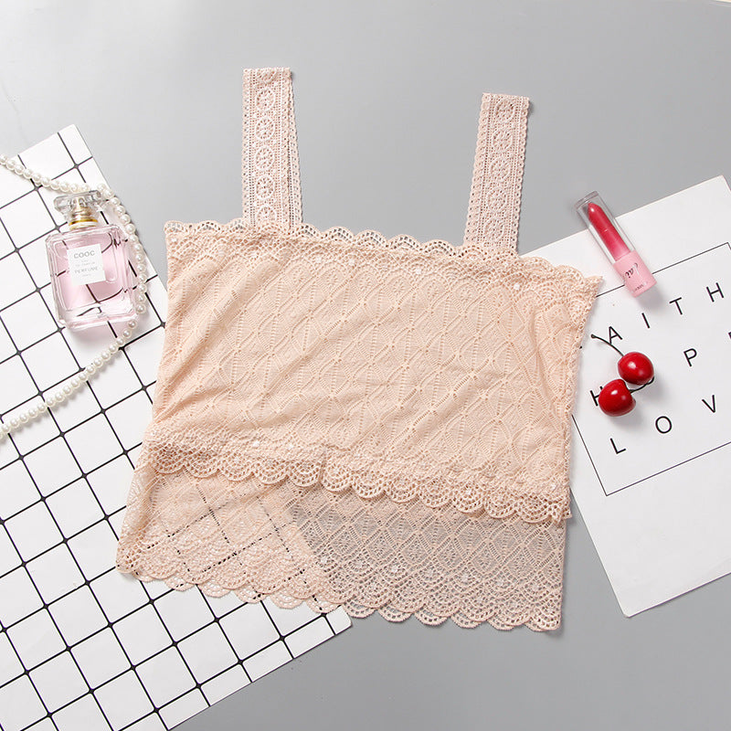 3 PCS Women Tops Camisole Bra Insert Wrapped Chest Decoration Lace Transparent One-Piece Leak Proof Sticker Neckline Cover Up Tube Top