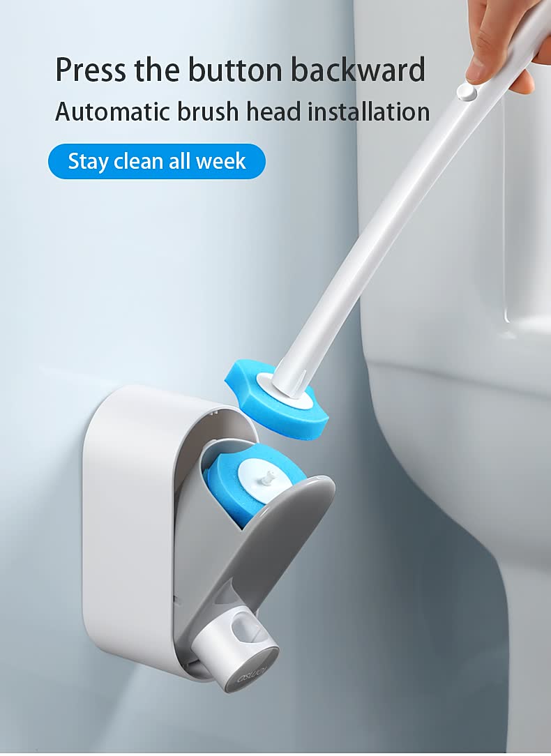 For Home No Dead Ends Long Handle Toilet Cleaning Brush Replacement Head No Punching In The Bathroom Disposable Toilet Brush Set