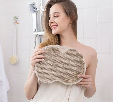 Larger Shower Foot & Back Scrubber, Massage Pad Mat with Non-Slip Suction Cups - Cleans,Exfoliation