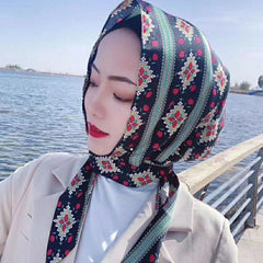 Women Hijabs Headband Fashion Satin Silk Square Scarf Bandana Design Neckerchief Shawl Wrap Beach Stoles Foulard Echarpe