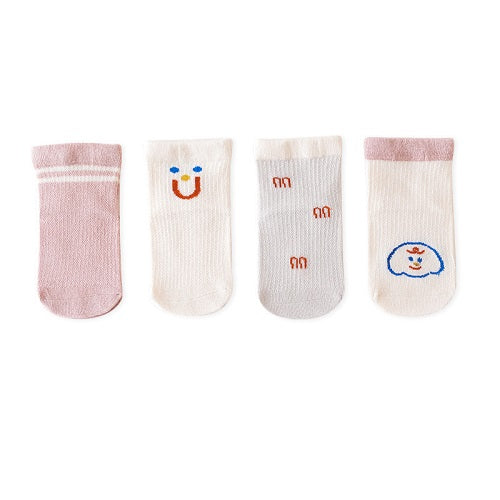 4 PCS 0 To 8 Years Socks Spring Summer Baby Boys Girls Cotton Mesh Breathable Thin Soft Cute Socks Kids Socks