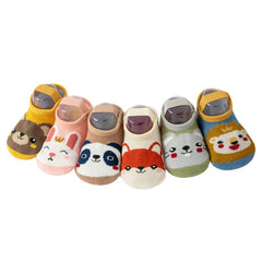 6 PCS Baby Silicone Coral Fleece Newborn Non-Slip Soft Toddler Socks For 0-3 years Child Kids