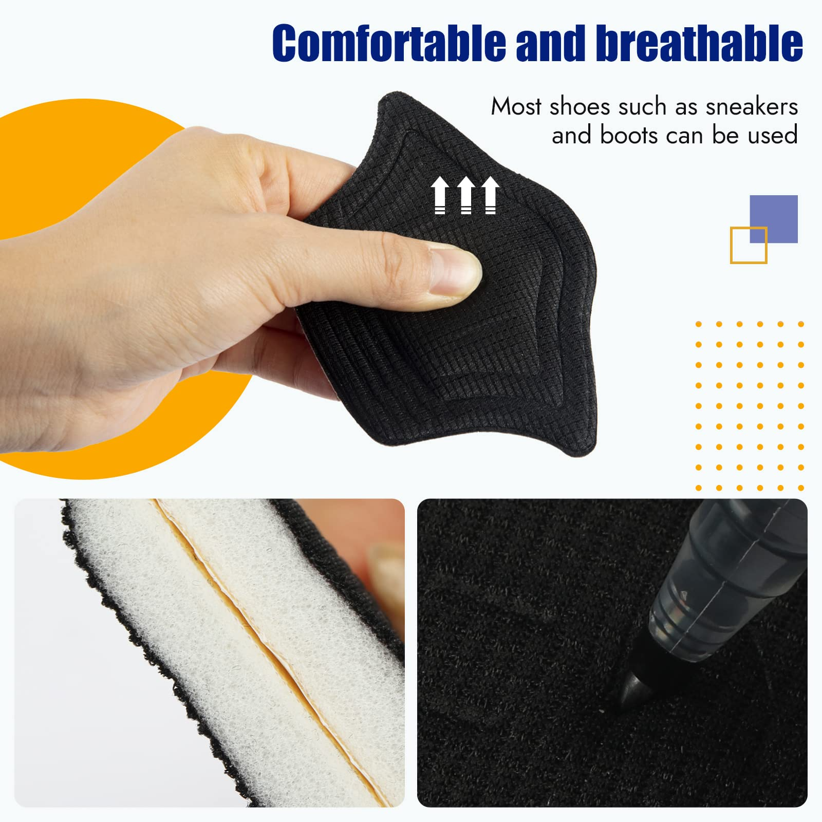 4 PCS Heel Cushion Inserts Beige Heel Grips Cushion Shoe Pads for Loose Shoes Self-Adhesive Heel Sports Cushion Anti-Slip Foot Shoe Insoles Stickers Heel Blister Protectors for Women Men