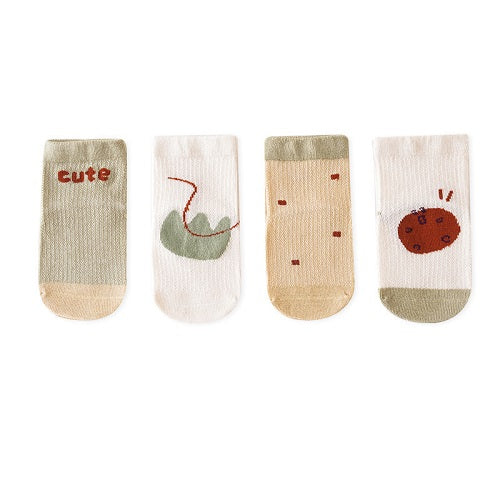 4 PCS 0 To 8 Years Socks Spring Summer Baby Boys Girls Cotton Mesh Breathable Thin Soft Cute Socks Kids Socks