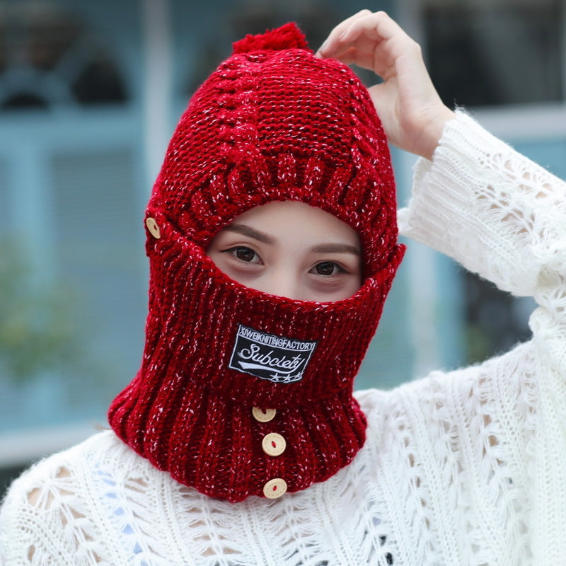 5 Colour Winter knitted Beanies Hats Women Thick Warm Beanie Hat Outdoor Riding Sets