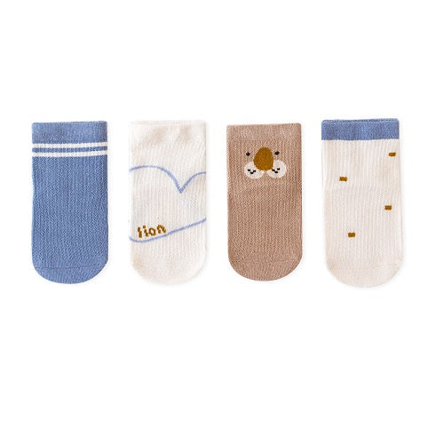 4 PCS 0 To 8 Years Socks Spring Summer Baby Boys Girls Cotton Mesh Breathable Thin Soft Cute Socks Kids Socks