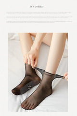 30 PCS Spring Summer Women Soft Socks Thin Silk Socks Non-Slip Bottom Splice Fashion Transparent Ladies Breathable Sock