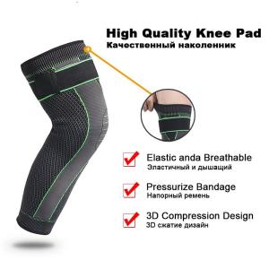 A Pair Sport Full Leg Compression Sleeves Knee Braces With Strap