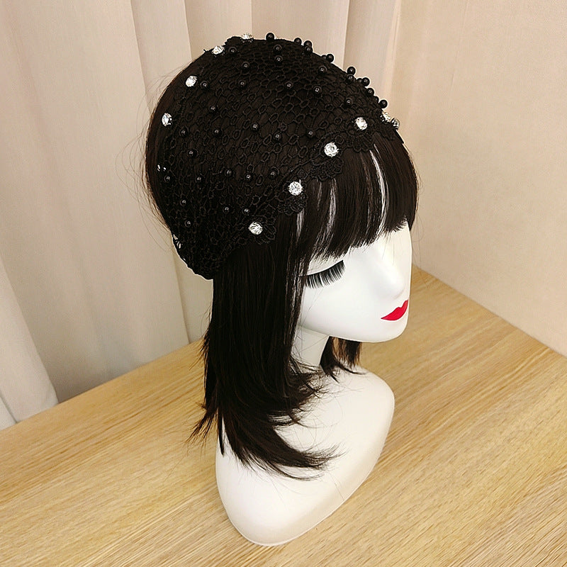 2 Pcs Rhinestone Wide-brimmed Headband Women Daisy Lace Hairband knitting Hair Hoop Girls Retro makeup Hair Accessories