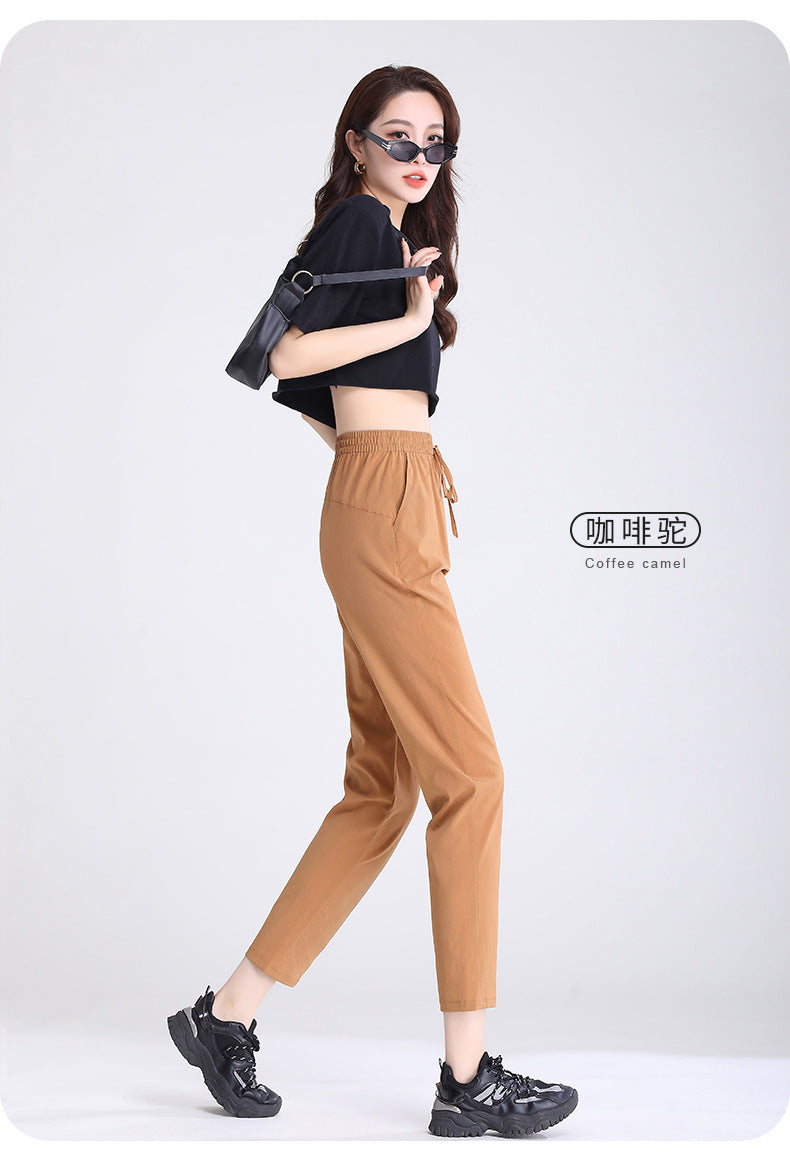 2023 New Women Ice Silk Trousers Solid Color  Loose Breathable Straight-Leg Casual Pants Thin Quick-Drying Sports Pants