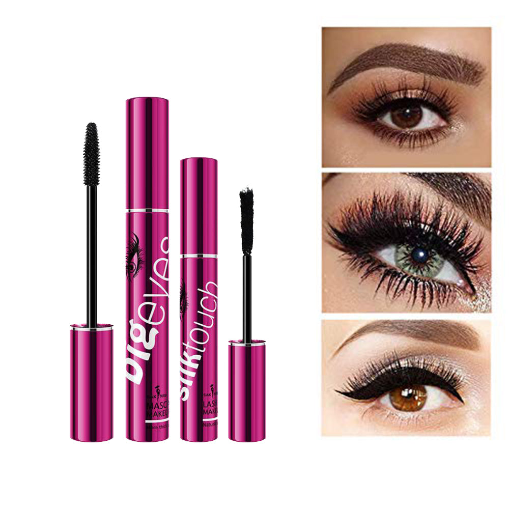 2 PCS Waterproof 4D Silk Fiber Eyelash Mascara Black Extra Long Thick & Voluminous