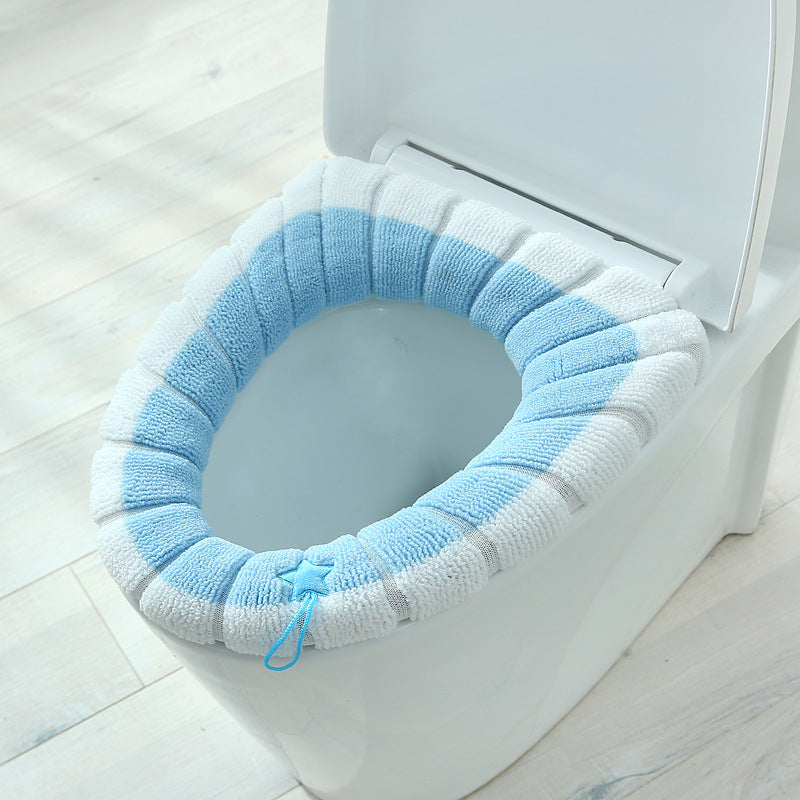 2 PCS Soft Warm Bathroom Washable Toilet Seat Pad Cover Mat Household Toilet Ring with drawstring