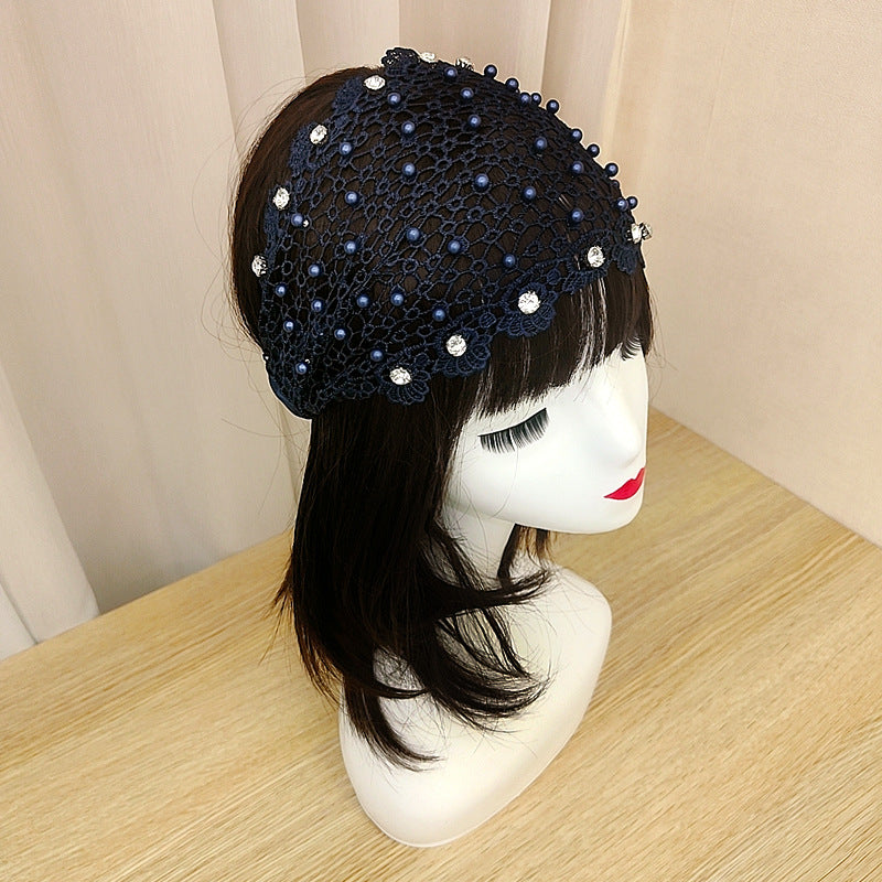 2 Pcs Rhinestone Wide-brimmed Headband Women Daisy Lace Hairband knitting Hair Hoop Girls Retro makeup Hair Accessories