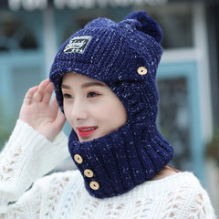 5 Colour Winter knitted Beanies Hats Women Thick Warm Beanie Hat Outdoor Riding Sets