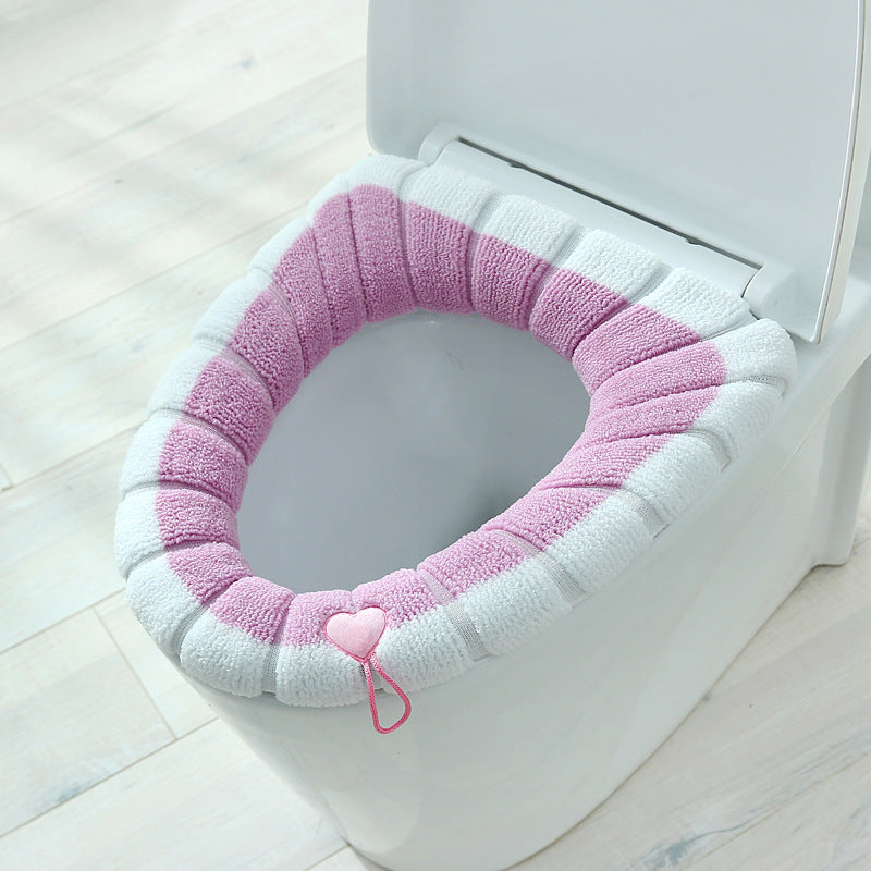 2 PCS Soft Warm Bathroom Washable Toilet Seat Pad Cover Mat Household Toilet Ring with drawstring