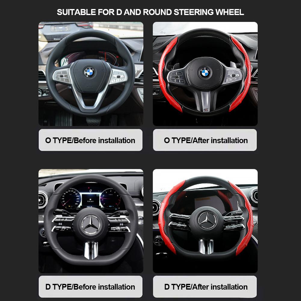 2 PCS Universal Pattern Steering Wheel Cover Car Interior Products Anti-slip Car Steering Wheel