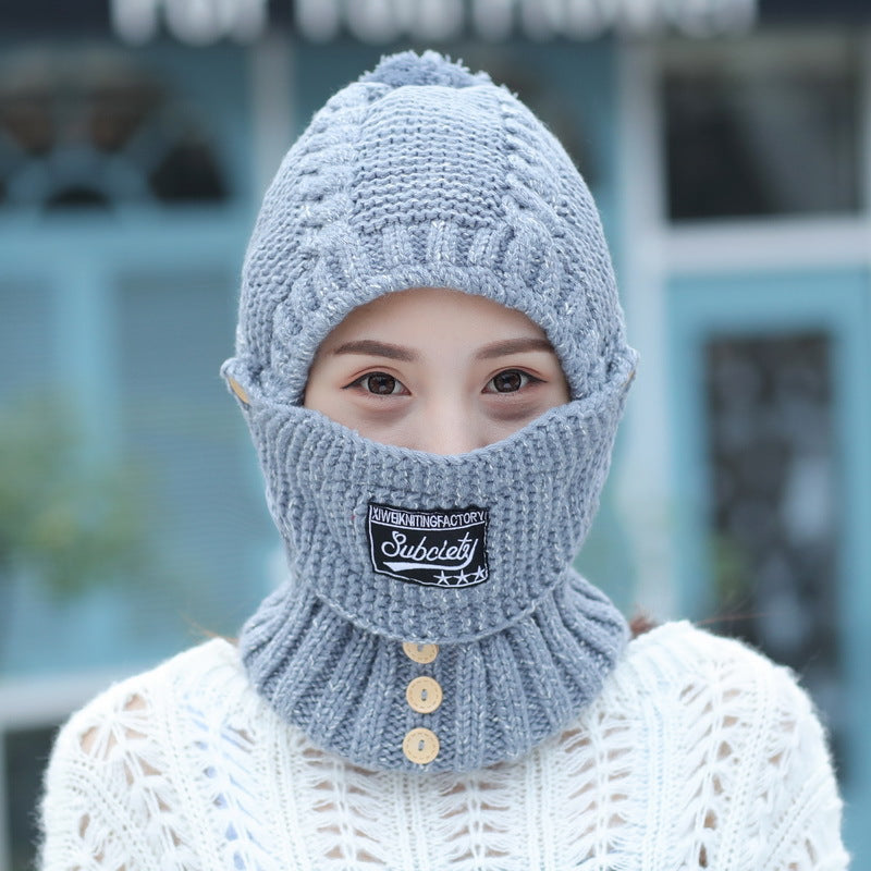 5 Colour Winter knitted Beanies Hats Women Thick Warm Beanie Hat Outdoor Riding Sets