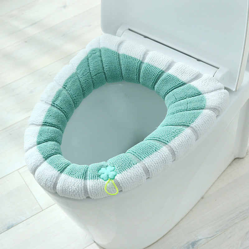 2 PCS Soft Warm Bathroom Washable Toilet Seat Pad Cover Mat Household Toilet Ring with drawstring