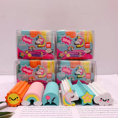 6 PCS Cute Erasers Cylindrical Shaped Kawaii Erasers for Kids Students