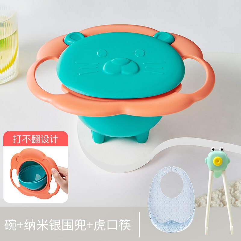 Children's bowl 360 degree rotating gyro bowl  Baby's balance bowl Anti fall Anti scald eating bowl