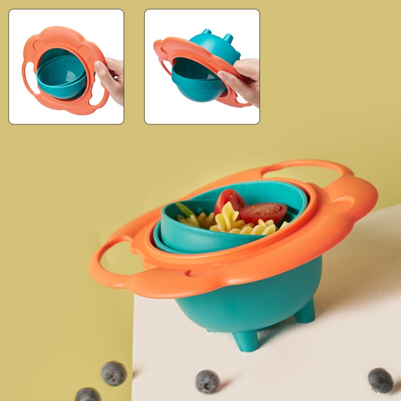 Children's bowl 360 degree rotating gyro bowl  Baby's balance bowl Anti fall Anti scald eating bowl