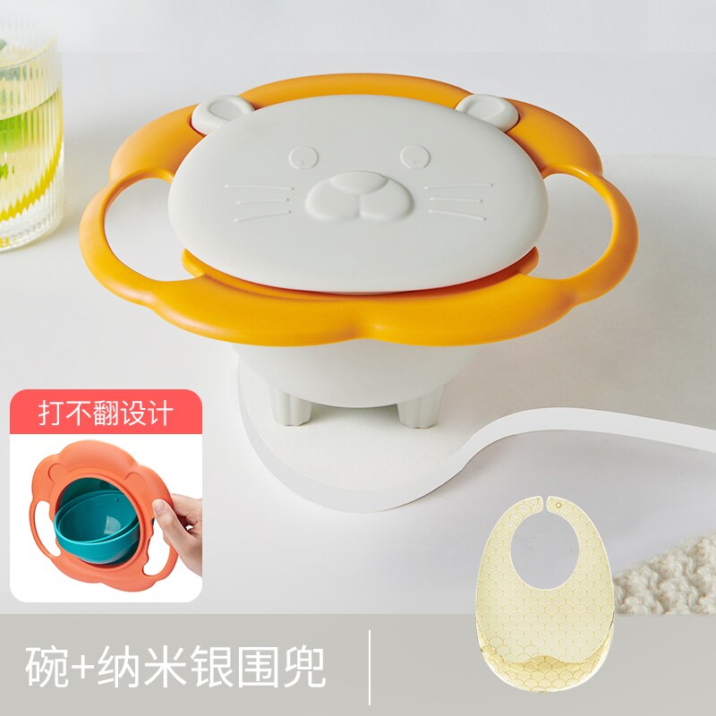 Children's bowl 360 degree rotating gyro bowl  Baby's balance bowl Anti fall Anti scald eating bowl