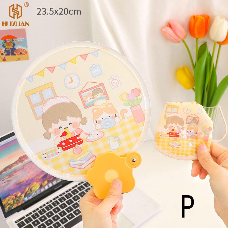 3 PCS Creative Cute Folded Fan Collapsible Fan Summer Small Fresh Cute Portable Round Plastic Pocket Fan